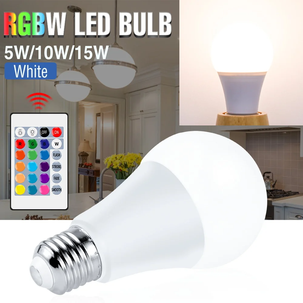 Led RGBW Magic Bulb 220V Spotlight Led Bulb RGB Light E27 110V Colorful Lampada Led 5W 10W 15W RGBWW Home Decoration Lighting