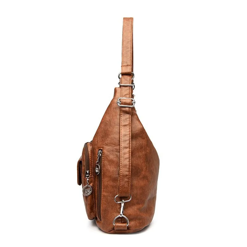 Vintage Frauen Umhängetasche Mode Pu Leder Umhängetasche Designer Geldbörse große Kapazität Handtasche Reisetasche Sack à main – Detail 17