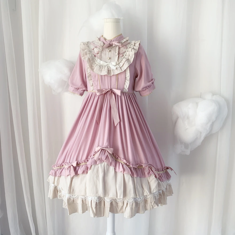 Lolita Mùa Hè Mới Lilian Nhật Bản Lolita Nhỏ Cao Cấp Ngắn Tay Áo Kawaii Quần Áo Cổ Tích Kế Lolita Đầm