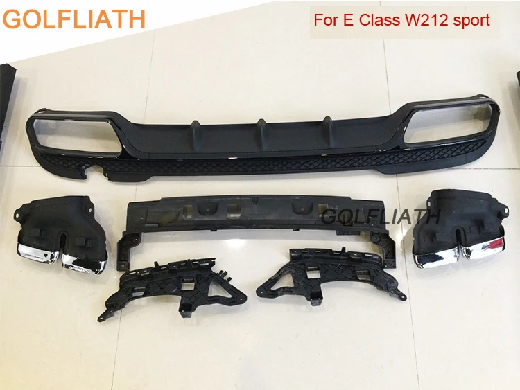 GOLFLIATH W212 PP+Stainless rear bumper diffuser & exhausts for benz E class sport version 4-door sedan e200 e250 e300 e350