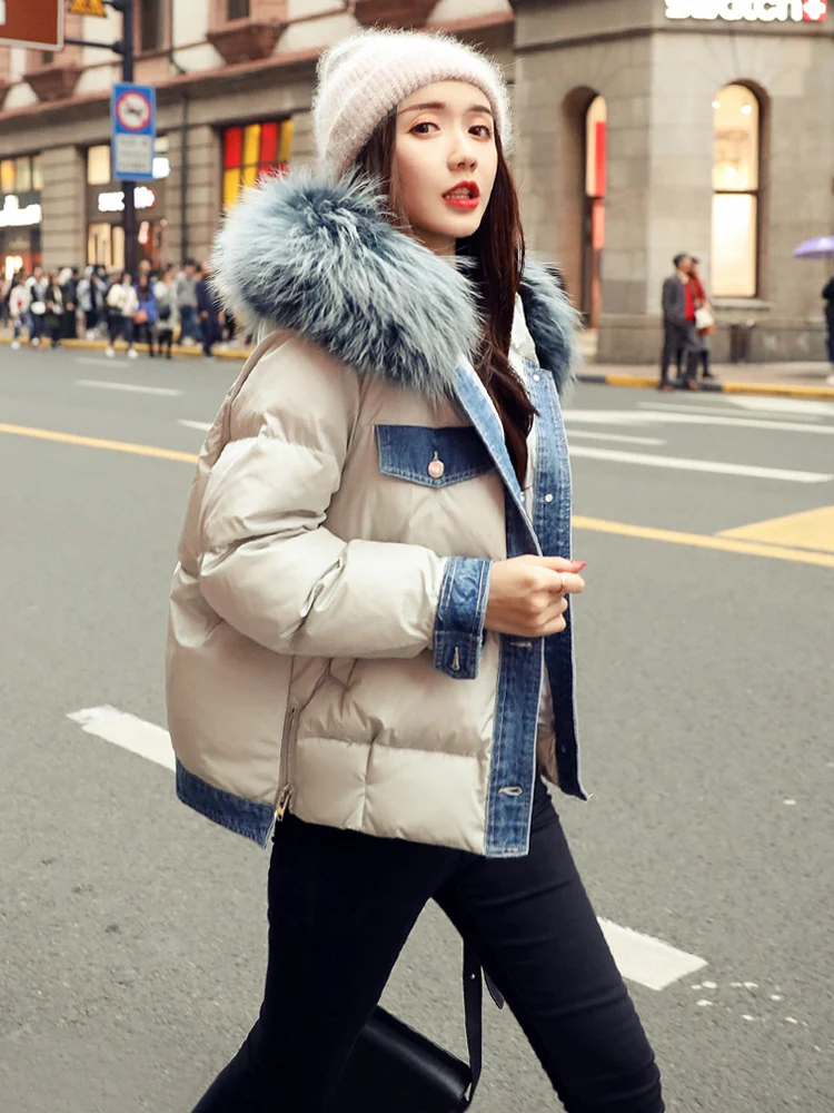 Winter Coat Female Streetwear Real Raccoon Fur Hooded Duck Down Jacket Women Clothes 2020 Korean Thick Wam Down Parka Hiver 1101