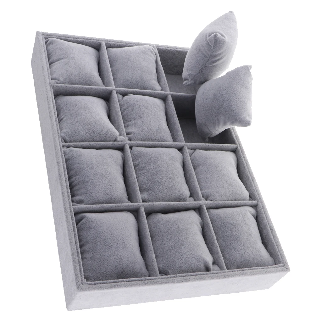 Soft Pillow Cushion 12 Slots Box for Jewelry Bracelet Bangle Watch Showcase