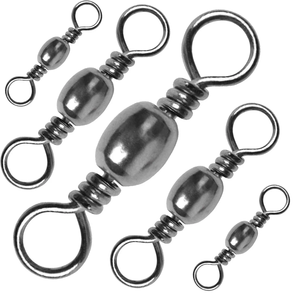 

50pcs/lot Fishing Barrel Swivel #10-#2/0 Stainless Steel Fishing Connector Fishing Tackle Accessories