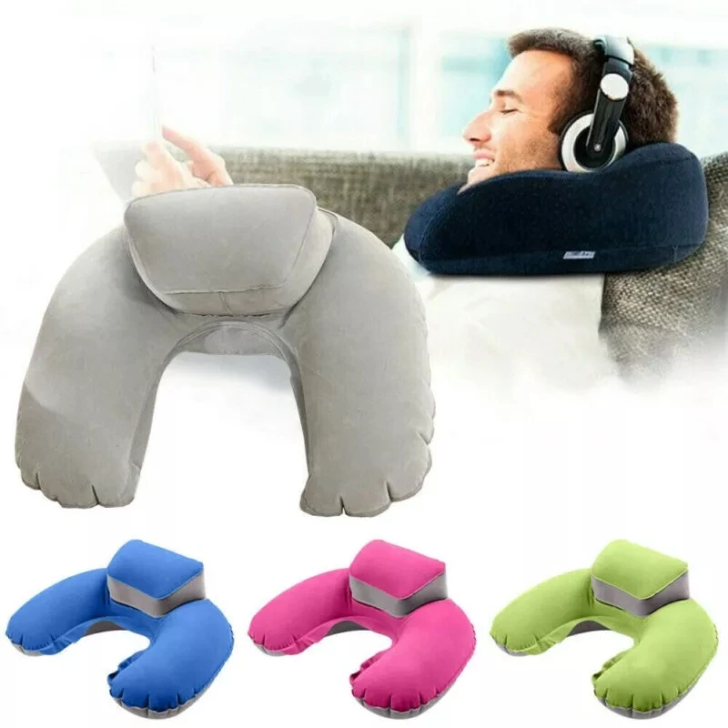 2024 New U-Shape Inflatable Pillow Portable Ultralight Soft Head Neck Rest Air Cushion for Travel Hiking Camping