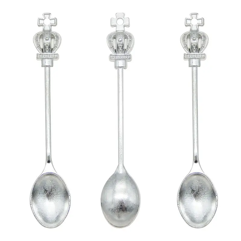 12Pcs Fashion Crown Spoon Charms Jewelry Findings earrings necklace Home Tools Metal   Alloy Accessories DIY CrossColor