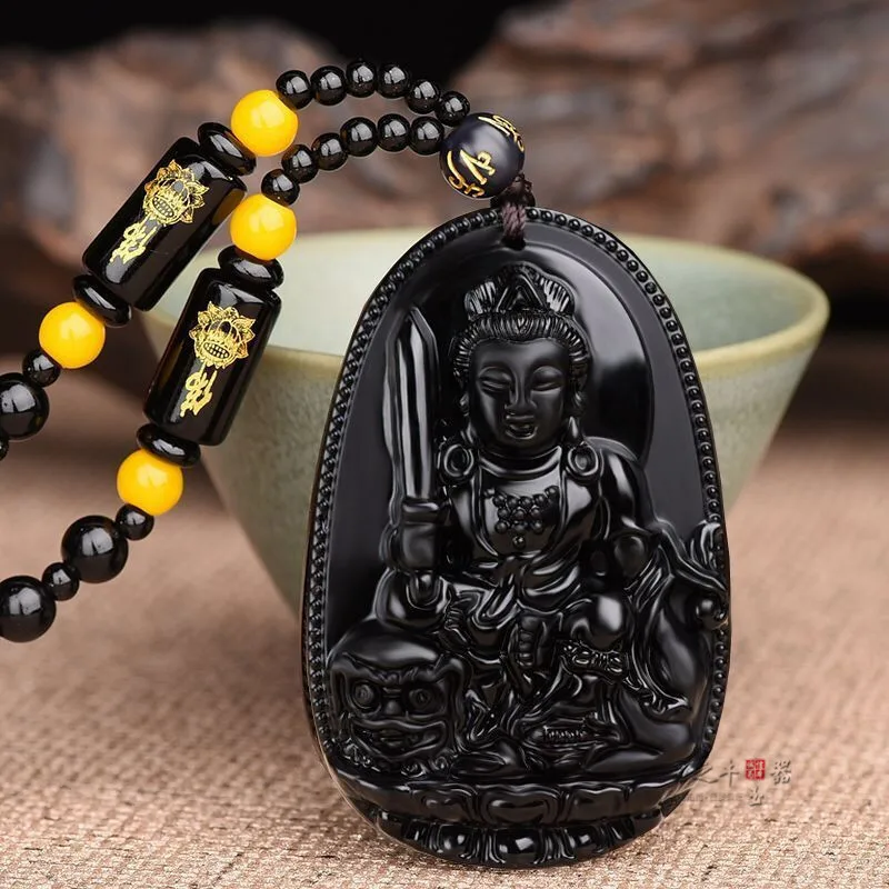 Hot Selling Natural Hand-carved Jade Obsidian Natal Buddha Necklace Pendant Fashion Jewelry Accessories Men Women Luck Gifts