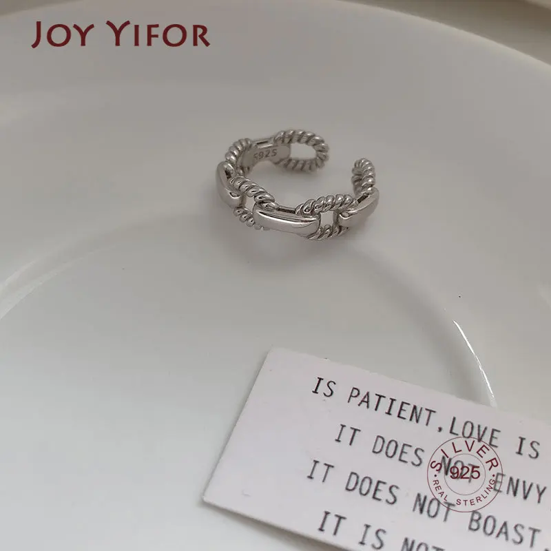 Women's 925 Sterling Silver Simple Link Chain Adjustable Ring