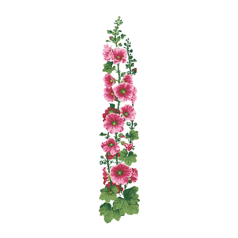 Hollyhock flower cross stitch kits 18ct 14ct 11ct unprint fabric cotton thread DIY embroidery kit home wall decoration