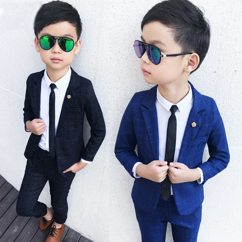 Flower Boys Formal Jacket +Pants 2Pcs Mariage Clothing Set Gentleman Kids Wedding Suit Children Performance Evening Dress