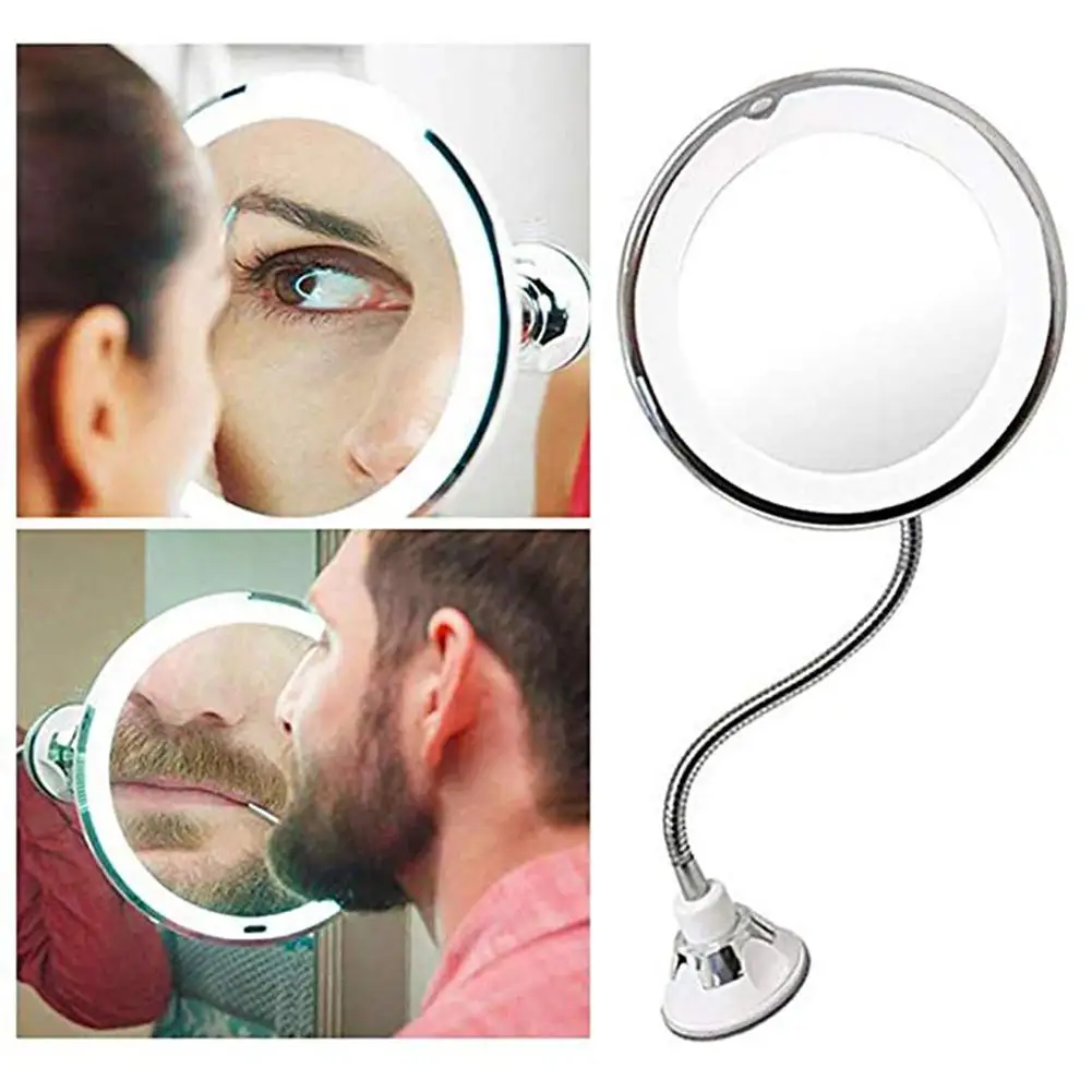 

360 Degree Rotation 10X Magnifying Makeup Mirror My Flexible Mirror Folding Vanity Mirror with LED Light Makeup Tools Dropship