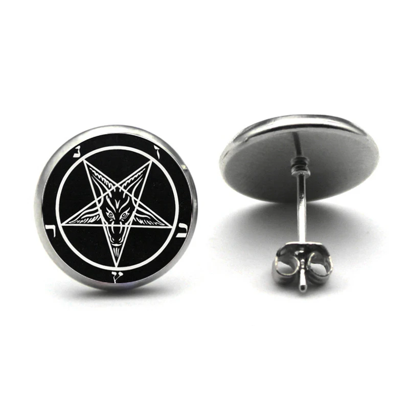 2019 The New Retro Wiccan Ear Nail Magick Wicca Pentagram Ear Studs Occult Stud Earrings Jewelry Glass Cabochon Earrings