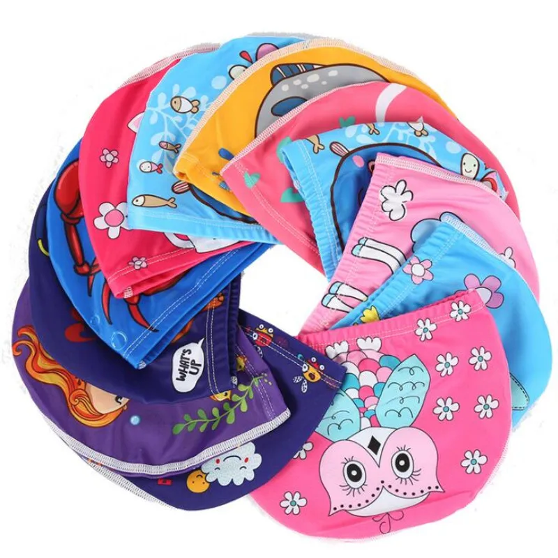 1-10 Years Old Cartoon Animal Children Swimming Caps Elastic Elastic Boys Gilrs Swimming Hat Long Hair Waterproof Swim Pool Cap