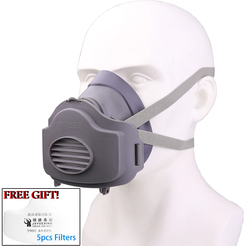 Maschera antipolvere respiratore antipolvere riutilizzabile maschera di sicurezza sul lavoro in gomma filtri in cotone per Builder Carpenter Daily Haze Protection