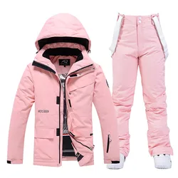 Conjunto de traje de nieve de invierno para mujer, ropa de snowboard, traje de esquí, abrigo de hielo impermeable a prueba de viento, chaquetas y pantalones con correa, 10k