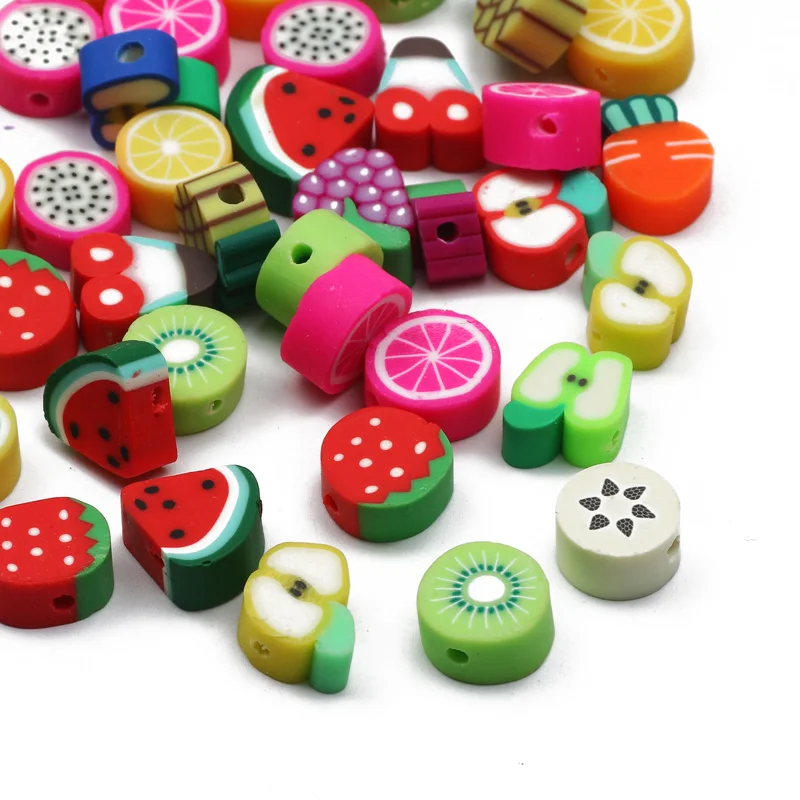 20/50/100pcs Polymer Clay Beads Mixed Fruit Beads Loose Spacer Beads For Jewelry Making Diy Bracelet Charms Handmade Accessories