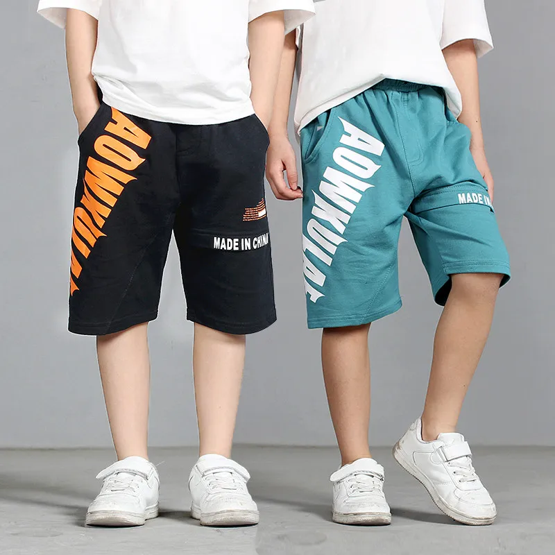 Children's Sport Casual Shorts Summer Korean Version Kids Drawstring Elastic Waist Five-Points Pants For Teen Boys Age 4-13 T