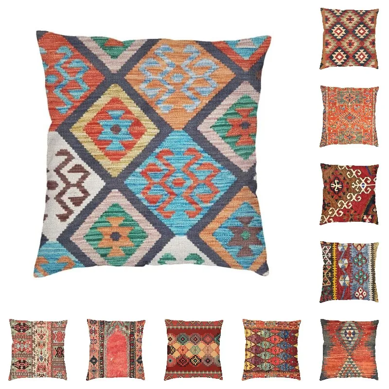 Vintage Turkish Kilim Luxury Pillow Cover Decoracion Salon Vintage Persian Tribal Bohemian Ethnic Art Sofa Cushion Case