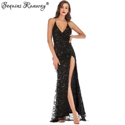 Sexy summer prom maxi Dress women vintage Black Sequin bodycon Long Dresses woman party night club evening dress clothes vestido