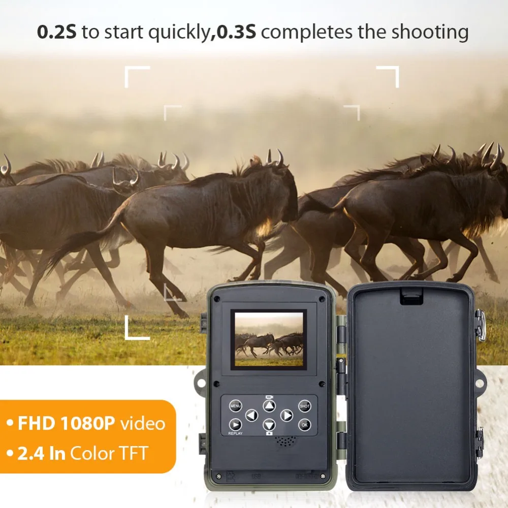 20MP 4G Trail Hunting Camera SMTP FTP MMS Cellular Wireless 1080P 0.3S Trigger Trail Cam Photo Trap  IP65 Waterproof HC810LTE