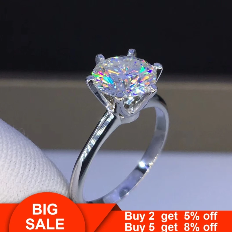 Luxury Solitaire 1CT CZ Diamant Ring Original 925 Sterling Silver Jewelry Wedding Rings for Women Engagement Gift