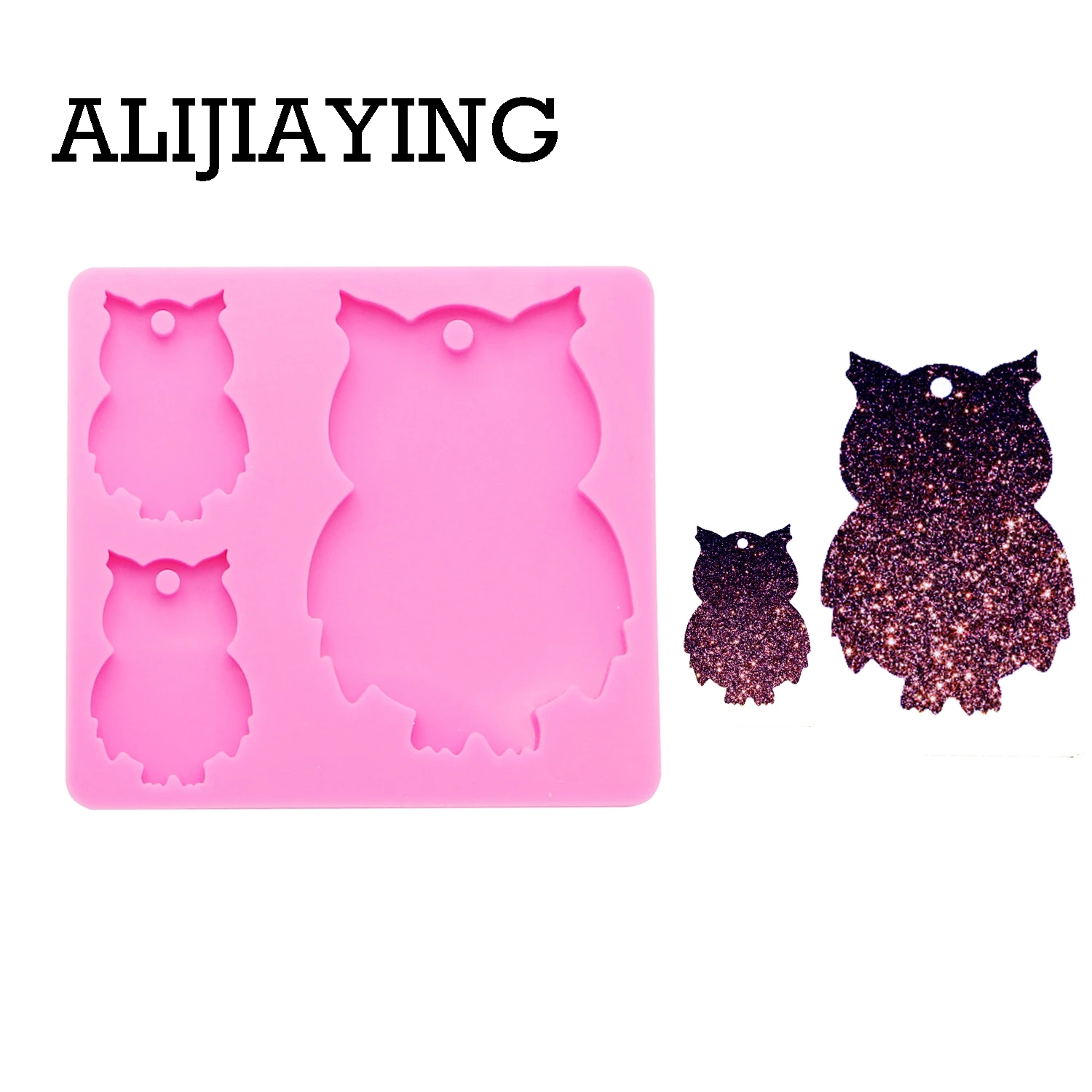 DY0078 DIY Alpaca/Elephant/dinosaur/owl/shark/chicken family mother/baby keychain silicone mold epoxy resin molds