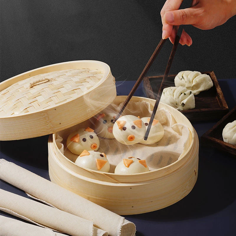 5Pcs Cotton Steamer Cloth Round Cotton Gauze Drawer Steamer Mat Stuffed Buns Steamed Bread Steamer Kitchen Steamer 6