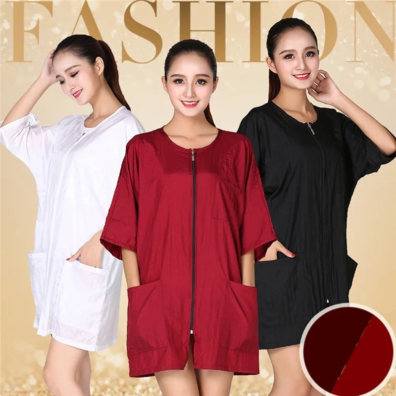 Professional Salon Smock Stylist Jacket Cosmetology Uniform Zipper Hairdressing Cape Beauty SPA Guest Client Kimono Gown Apron