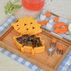 Cute 10pcs/Set of Fruit Cutter Mould Hedgehog Box Design Mini Stainless Steel Mould Biscuit Ham Kids Bento Decoration Tools