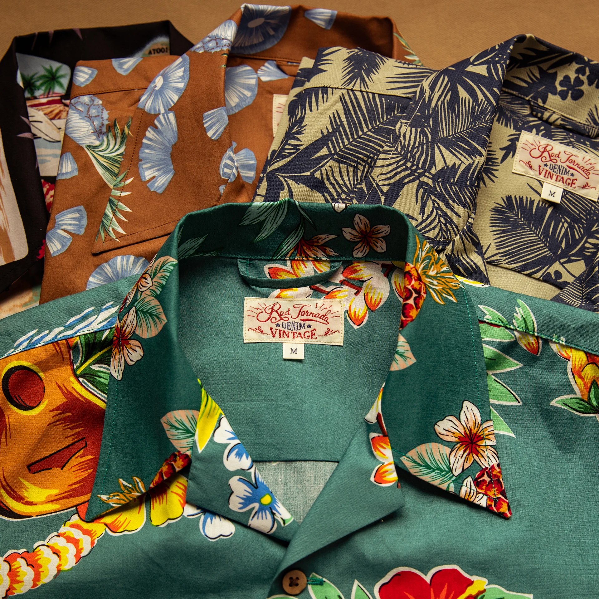 HW-0002 Big US Size Genuine Quality Vintage Looking Loose Fitting Hawaii Aloha Cotton Printing Shirt