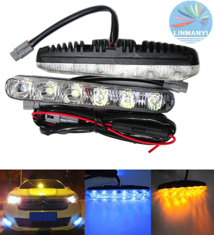 

Car Staly 2PCS 6led Highlighted Day Lights Car LED Daytime Running Light Turn lights 12V DRL white and yellow/Crystal blue/White