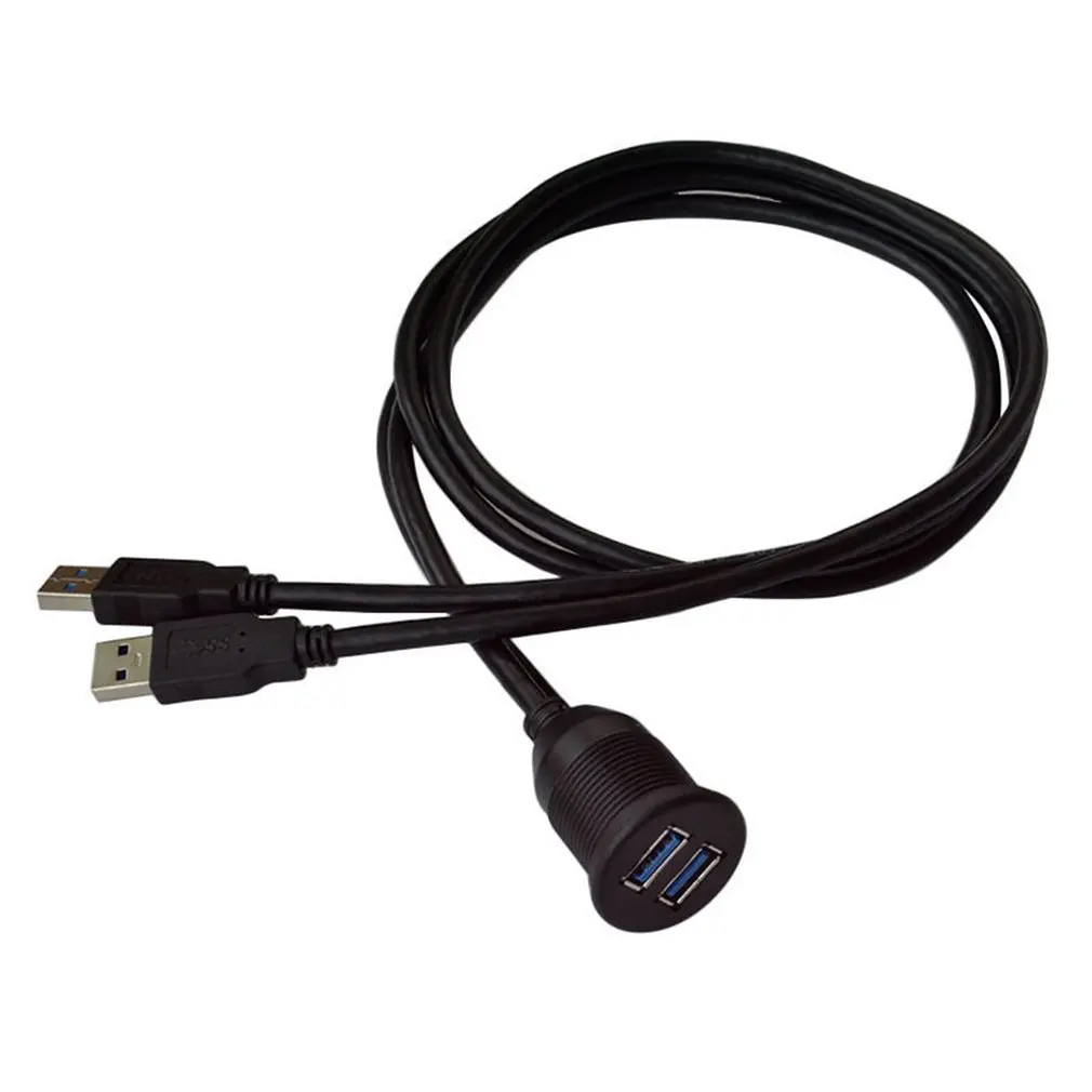 แผงหน้าปัดรถยนต์ Flush Mount อะแดปเตอร์ USB Dashboard แผง3.0พอร์ตชายหญิงสายสำหรับรถจักรยานยนต์เรือ