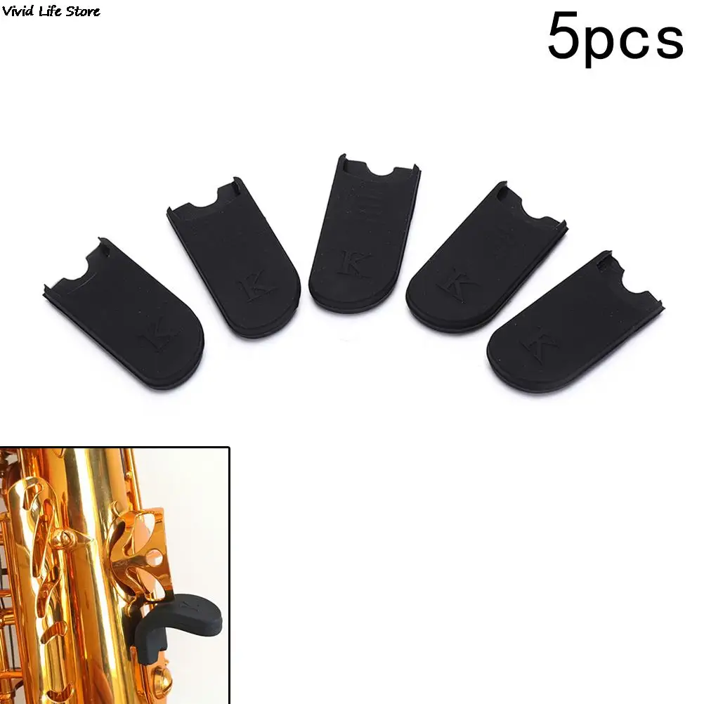 5Pcs Rubber Saxophone Thumb Rest Saver Cushion Pad Finger Protector Comfortable For Alto Tenor Soprano Sax Black