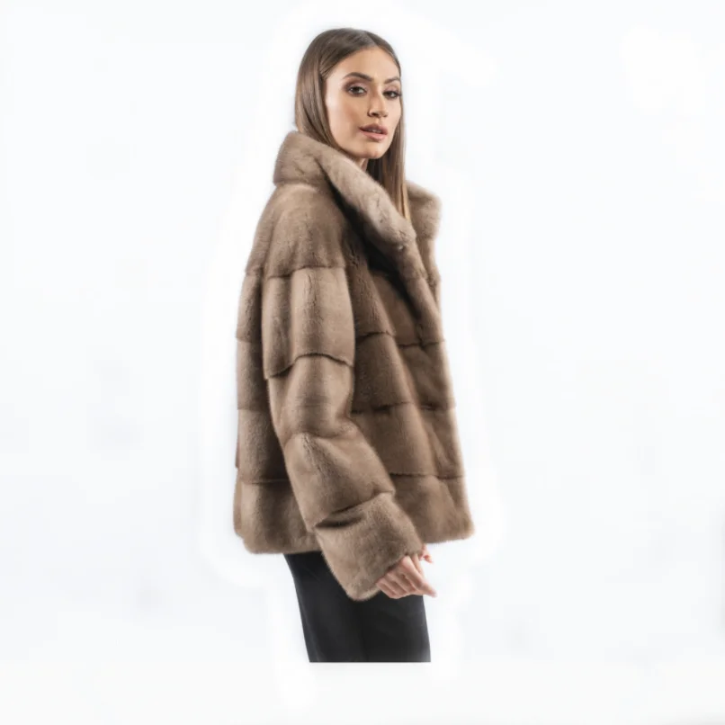 Real Fur Coat for Women, Natural Mink Fur, Short Warm Jacket, Retro Clothes, Winter