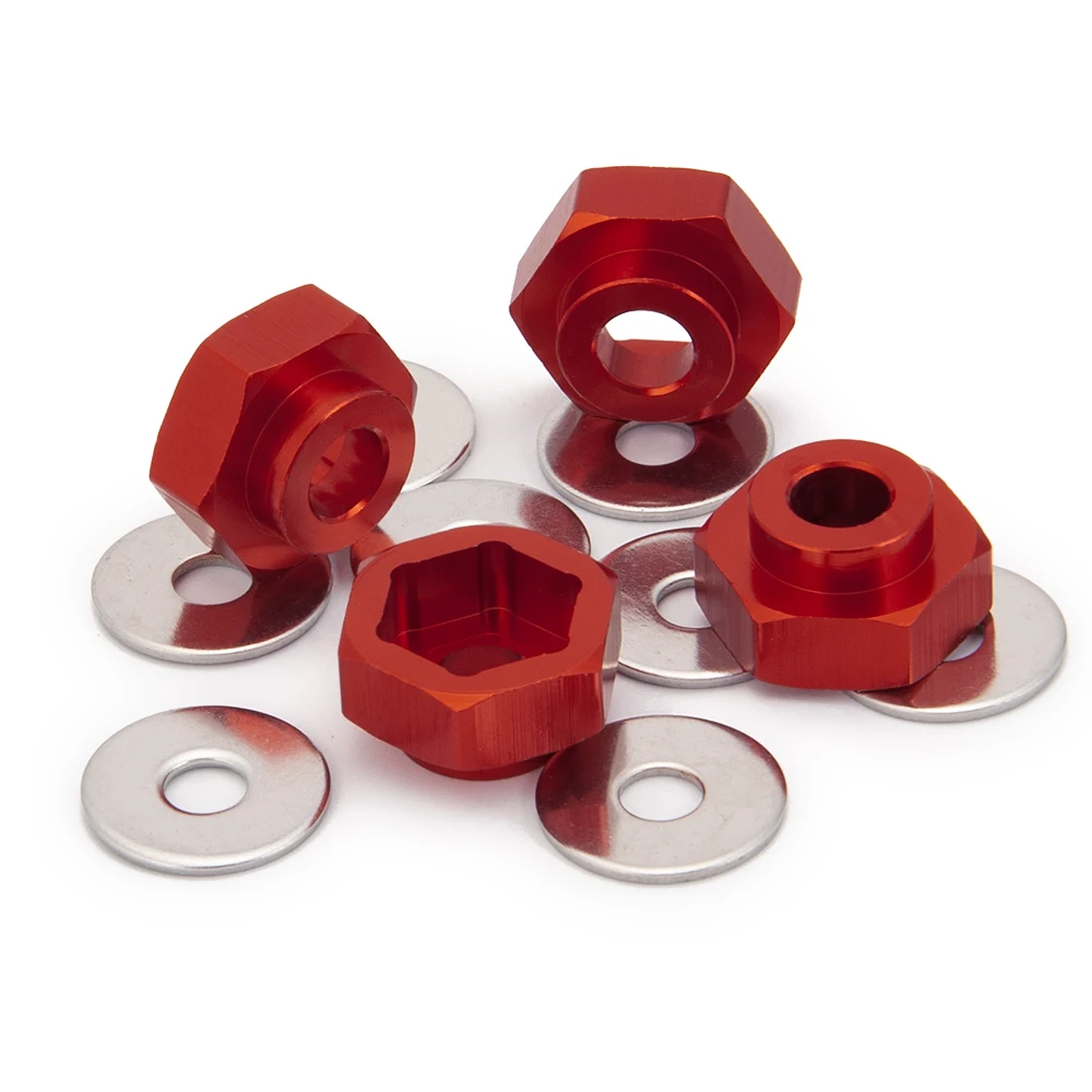 YEAHRUN 4Pcs 12mm to 17mm Metal Wheel Hex Hub Adapters Extended 5mm for Axial SCX10 TRX4 1/10 RC Crawler Car Accessories