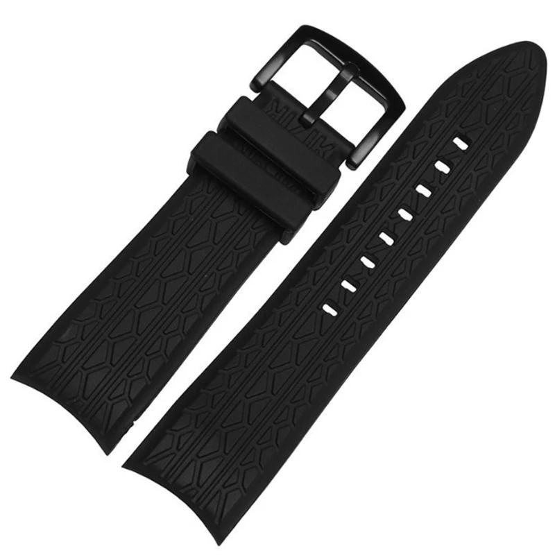 Correa de silicona negra de alta gama de 24mm para pulsera Porsche design p6612, correas de reloj, correa de repuesto