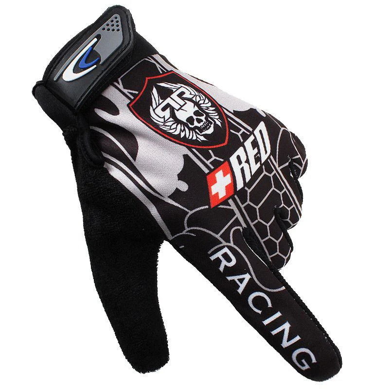 Summer New Men Gloves Breathable Non-Slip Touch Screen Gloves Full Finger Motorcycle Exercise Military Gloves Wolf Skull Pattern