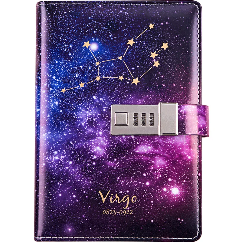 B6 Binder Notebook with Lock Travel Journal Constellation Diary Agenda Planner Organizer Sparal Notepad Note Book Handbook Set