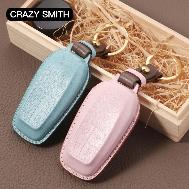 

Crazy Smith 100% Genuine Leather Handmade Car Key Cover for Ferrari High Grade Full Grain Cowhide Mother's Father's Day Gift