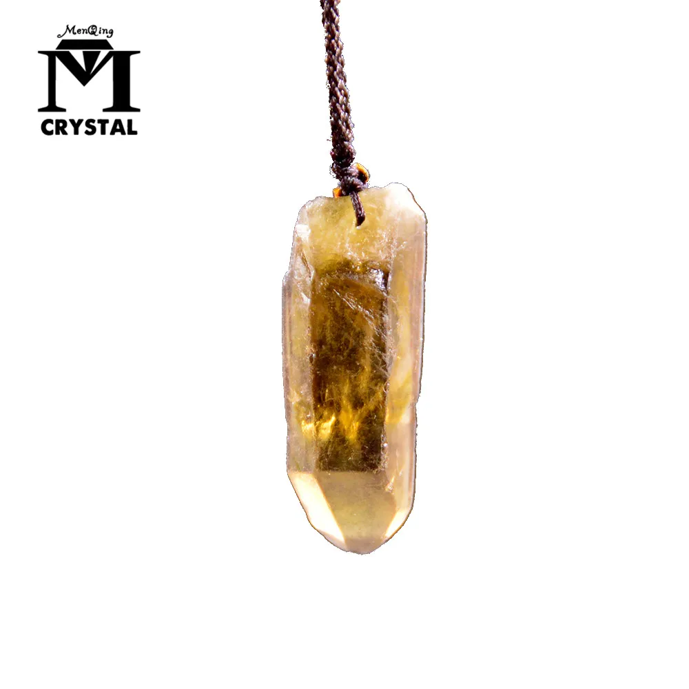 Natural Smoke Crystal Ornament Yellow Point Quartz Stone Ornament Decoration Healing Charm Ornament Decoration