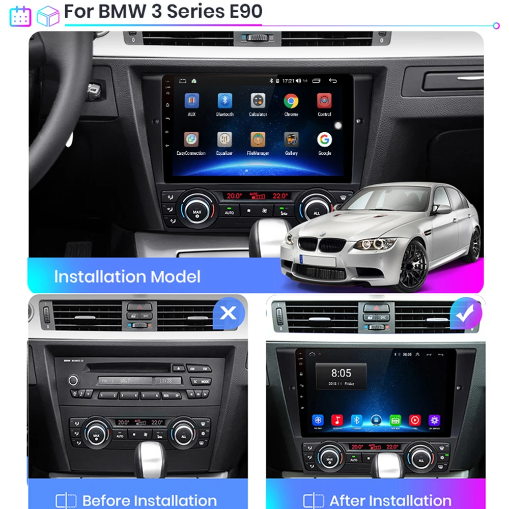 CAR Android 10 Multimedia Radio Player For BMW E90 E91 E92 E93 3 Series GPS Navigation stereo Audio head unit 1 Din 2DIN NO DVD