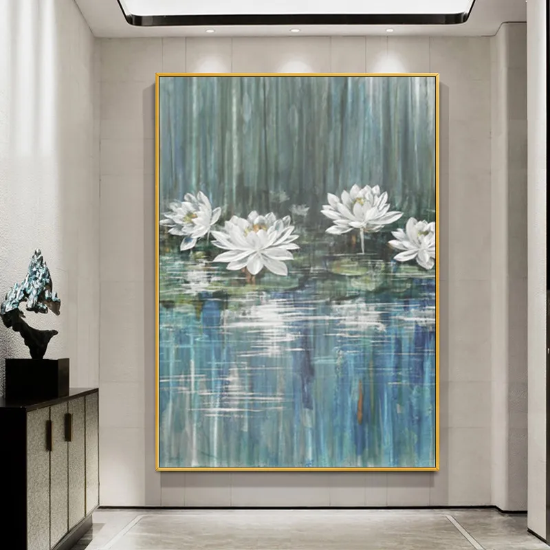 

EECAMAIL Water Lotus luxury Porch Background Wall Diamond Painting DIY 5d Diamond Art Painting No Frame Full Diamond Embroidery