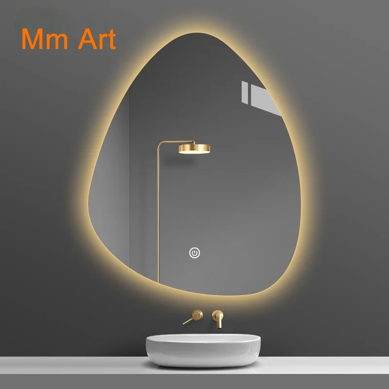 Smart Bathroom Mirror Special-Shaped Touch Screen Wall Hanging Dressingr LED Luminous Bathroom Table Anti-Fog Cosmetic Mirror