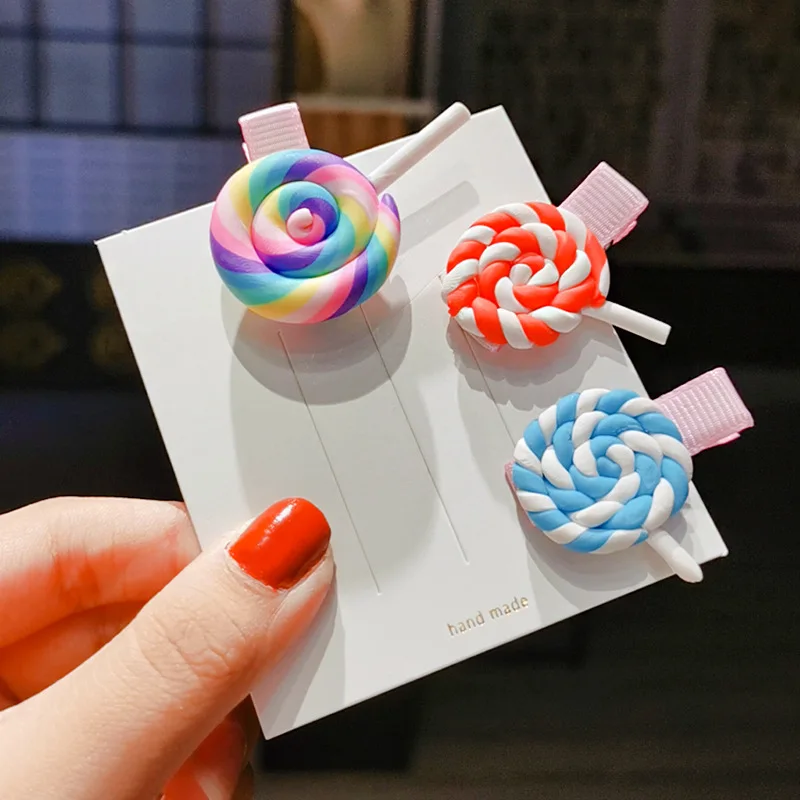 2020 New Rainbow Lollipop Cute Children Hairpin Hair Clips Accessories For Girls Kids Hair Ornament Barrettes Hairclip Headdress