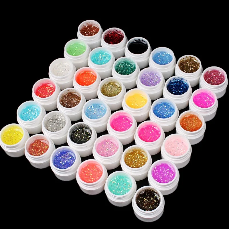 36 Colors Soak Off LED UV Gel, Nail Polish, Paint Kit, Gel Paint Cover Color Glitter for Nail Art Design