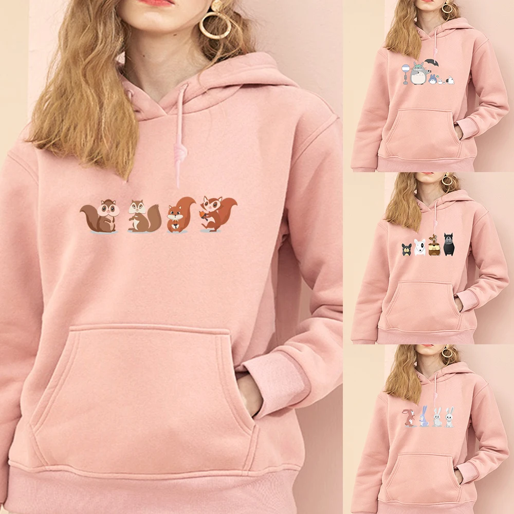 

Fashion Women Hoodies Autumn and Winter Korean Version Sweatshirt Female Harajuku Sportswear Hooded Pullover Sweatshirts Women