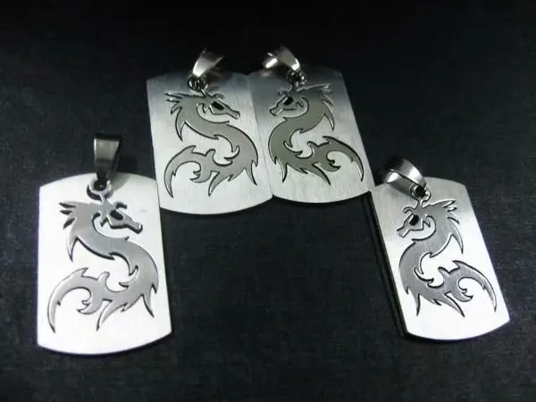 10 pcs Mens Stainless Steel Pendant Rock Amulet Dragon Totem Punk Gift New