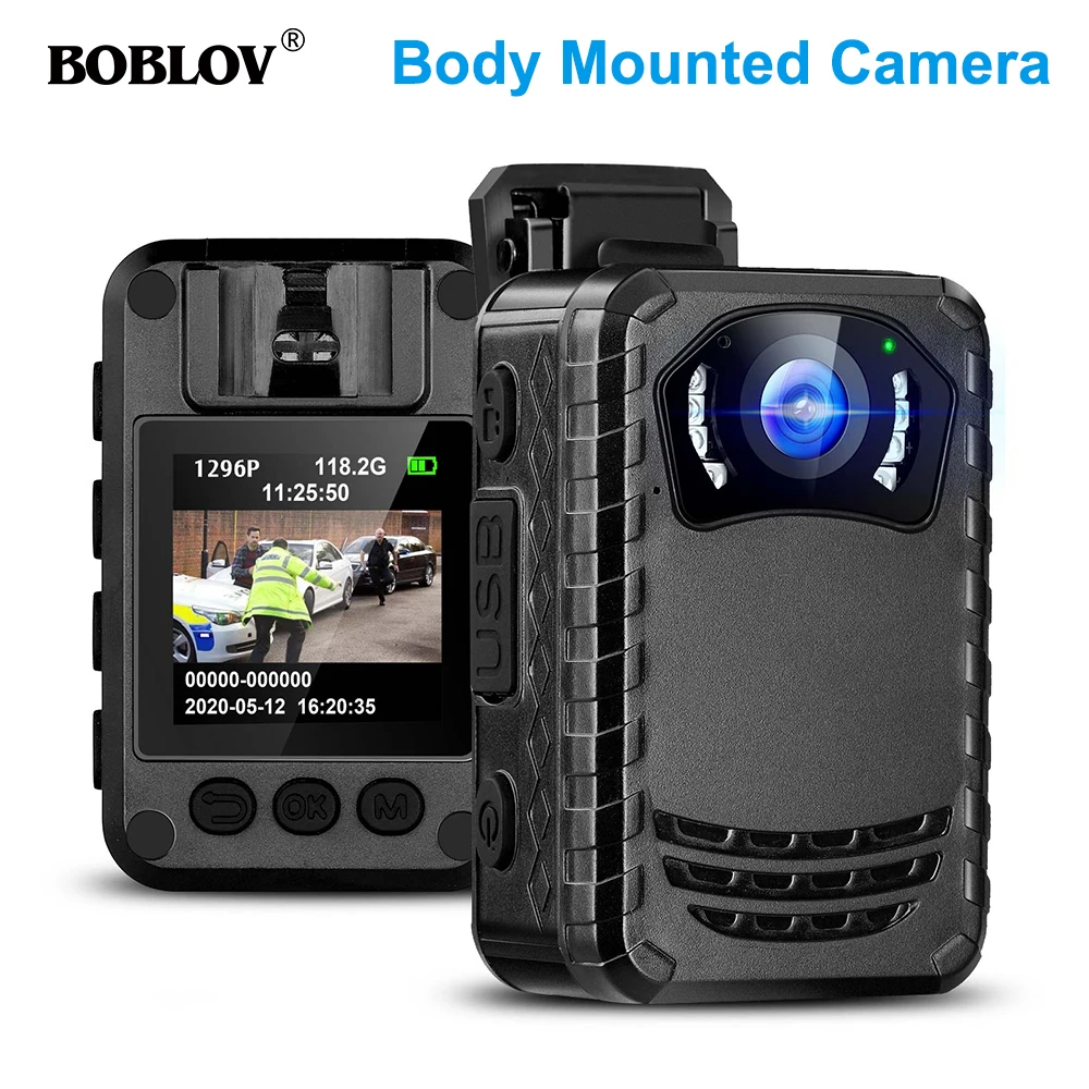 BOBLOV N9 Mini kamera policyjna Full HD 1296P kamera montowana na ciele mała przenośna kamera noktowizyjna BodyCam 128GB/258GB Mini