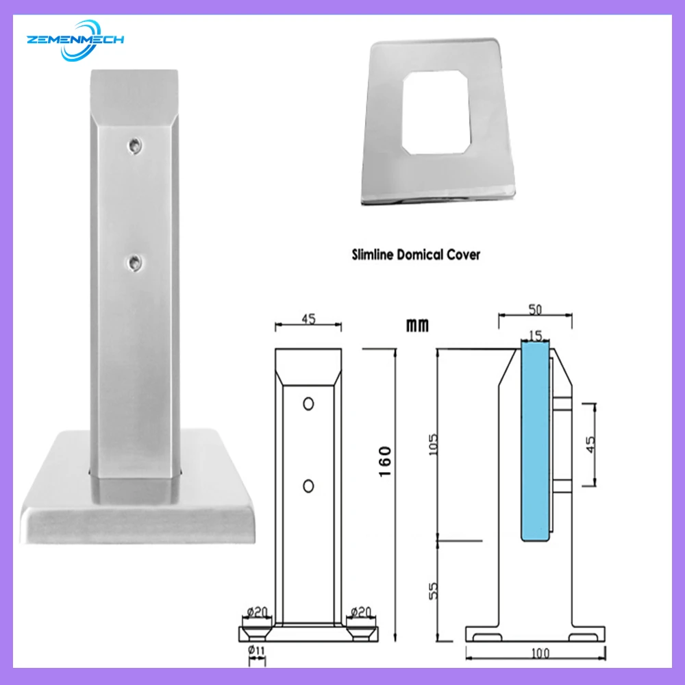 Satin Polish Duplex 2205 Stainless Steel Square Glass Pool Fence Spigots for Frameless Swimming Pool Glass Clamp Balustrade Home