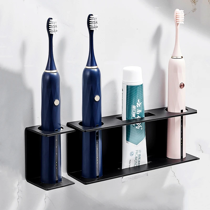 Wall Mounted Electric Toothbrush Holder Black Toothpaste Holder For Bathroom Shelf White Storage Rack For Home Drop Shipping