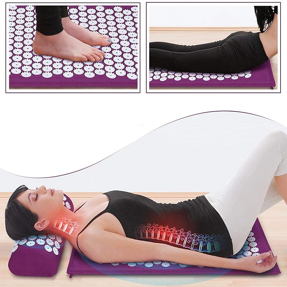 66*42cm Massager Cushion Massage Yoga Mat Lotus Acupressure Pillow Set Neck Back Foot Massager Pain Stress Relief Massage Pad